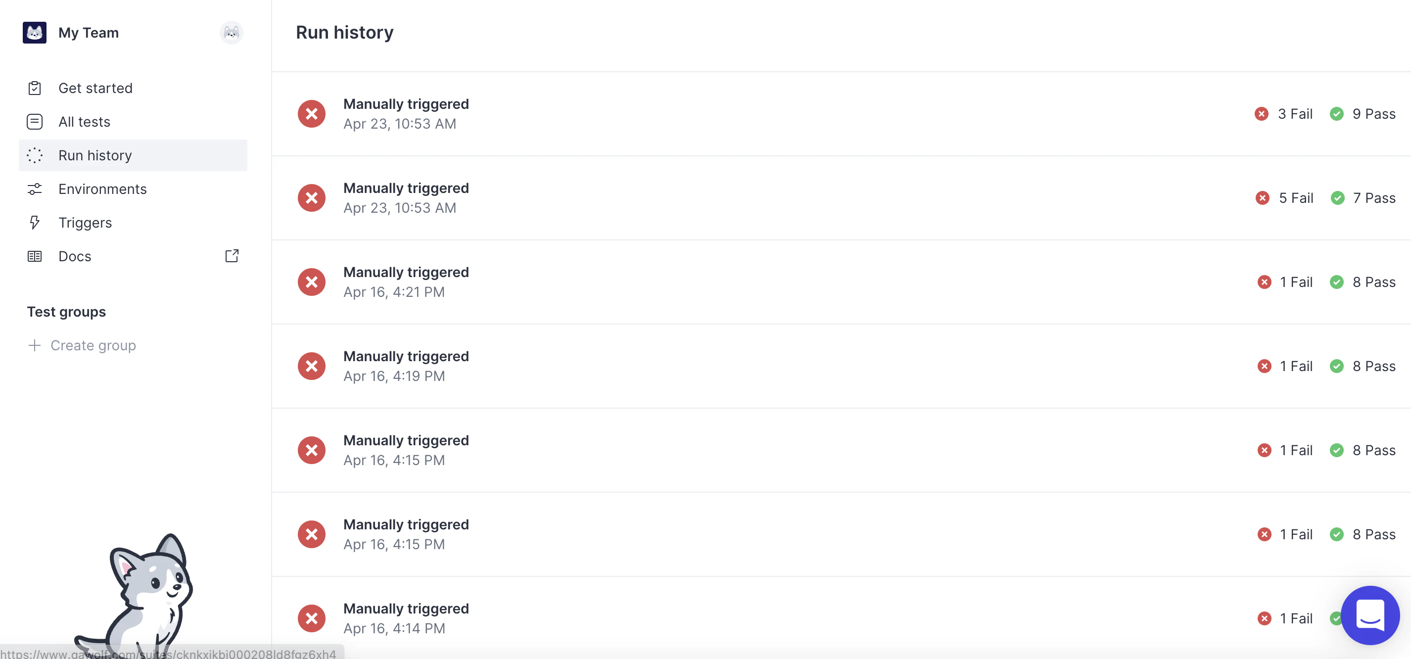 screenshot of QA Wolf